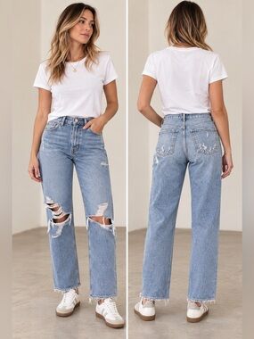 AGOLDE 90s Loose Fit Ripped Jeans – Fall Out Wash – Size 28